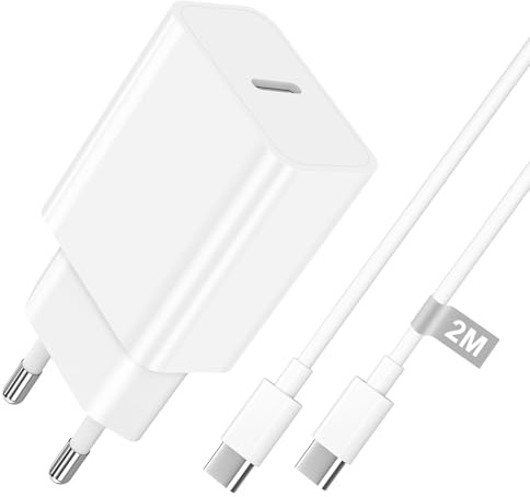 30W Chargeur USB C Rapide Prise Secteur USB C et 2M Cable Chargeur USB c | Pour iPhone 17/16/15 Pro Max/16 Plus/15/15 Pro Max/15 Plus/iPad, Prise Chargeur iPhone Charger Chargeur Type C Charge Rapide