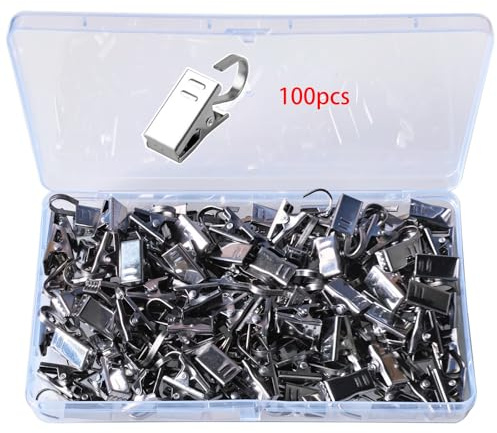 GTIWUNG 100 stycken gardinkrokar metall, duschdraperi metallklämmor gardin clips gardiner klämmor rostfritt stål metall gardin clips med krokar, gardiner klämmor gardieinklämma
