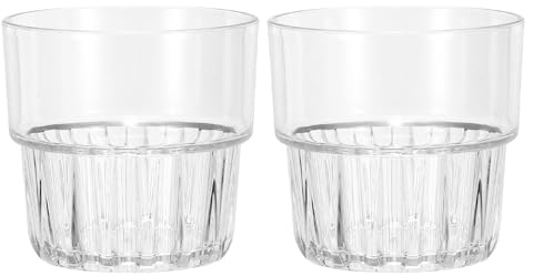 sourcing map Vasos reutilizables de plástico transparente, juego de vasos de agua de 10 onzas, irrompible, apilable, para cerveza, cóctel, agua, jugo, whisky (transparente, 2 piezas)
