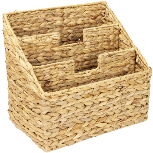 HMF Porte-journaux tressé en jacinthe d'eau | 3 compartiments | 35 x 24 x 32 cm