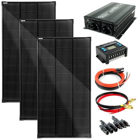 SOLARTRONICS Komplettset 3x120 Watt Solarmodul 1070x580x35, NM 1500W Wandler + 30A Laderegler + Solarkabel + 3-fach Solarstecker Photovoltaikanlange Inselanlage Wohnmobil