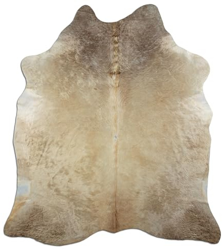 Livorio K346 Tapis en peau de vache – 220 x 195 cm – Beige/marron clair – Produit naturel unique en provenance d'Amérique du Sud | Peau de vache | Fourrure véritable | Champagne clair