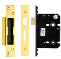 Bathroom Sash Lock 76mm with 57mm Backset Reversible Latch Privacy Mortice Lock for Bathroom Doors Fittings Included (Polsihed Brass)