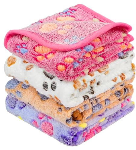 VAIGU:OA Klein Hundedecke Katzendecke Waschbar, 4 Stück Decken Flanell Haustier Decke für Kleine Hunde Welpen Katzen, Flauschig Weiche Haustier Decke, Schutzdecke Hundesofa, 40x60 cm