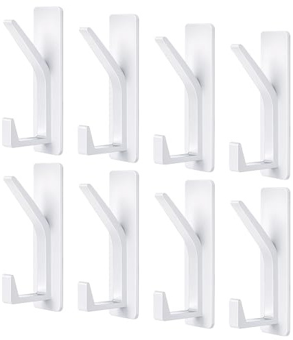 8 Pièces Patere Murale Adhesivel,Porte Manteau Sans Percage, Pour Serviette, Cuisine, Salle de Bain, Porte, Blanc