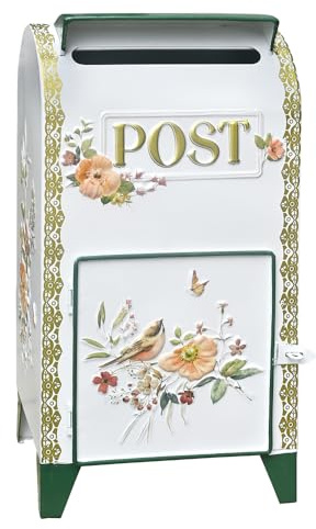 Z² BellaDecor Hochzeit Briefkasten Retro Briefkasten Vintage Postkasten Landhausstil Metall Post Box Antik Stil Nostalgischer Garten Outdoor Deko (Weiß C)