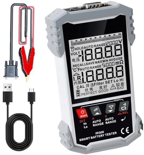 Tester portatile per batterie al litio acido: misuratore di tensione/resistenza accurato con LCD per tester professionale di tensione della batteria professionale