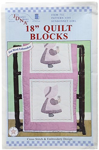 Stamped White Quilt Blocks 18X18 6/Pkg-Sunbonnet Girl