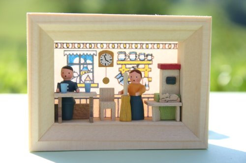 Miniatur im Rähmchen Bauernstube Seiffen 7cm Miniaturstube Erzgebirge NEU