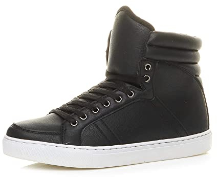 AJVANI Mens Flat lace up Quilted Casual hi high top Ankle Boots Trainers Sneakers Size.