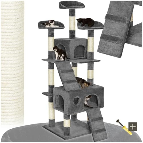 tectake® Katzen Kratzbaum Katzenbaum mittelhoch -Diverse Farben- (Grau)
