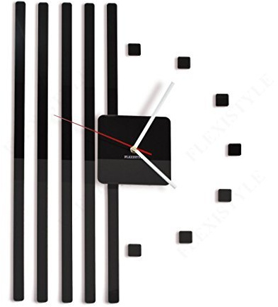 FLEXISTYLE Moderne Wanduhr 3D DIY Points schwarz, Wohnzimmer, Schlafzimmer, Modern groß ohne tickgeräusche, 45x58cm