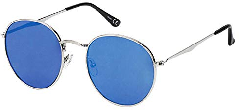CHICNET Sonnenbrille Pilotenbrille Panto Round 400 UV verspiegelt Steg lang geknickt blau