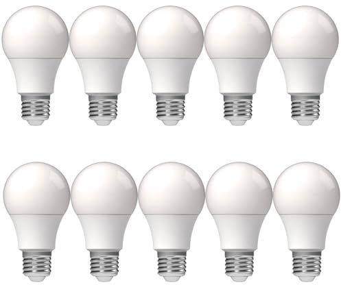 NCC-Licht 10 x LED Leuchtmittel Birnenform A60 9W E27 opal matt warmweiß 2700K 240°, Ersetzt Glühlampe 60W