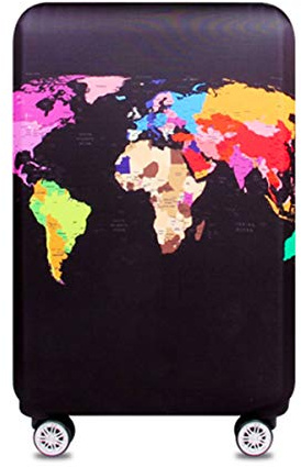 YianBestja Elastisch Kofferhülle Kofferschutzhülle Gepäck Cover Reisekoffer Hülle Koffer Schutzhülle Luggage Cover mit Reißverschluss (Weltkarte, XL (29-32 Zoll))