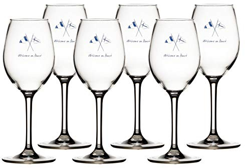 Marine Business Set di 6 bicchieri da vino infrangibili – Welcome On Board
