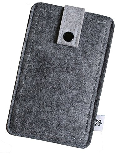 Davii Handy Filztasche für Apple iPhone 12 Mini / 13 Mini, Handy Schutztasche Robust, Handytasche mit Band Knopf, Rundumschutz, Etui weich Dealbude24 - S Grau