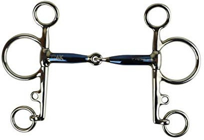 AK Pelham with Single Joint with Sweet Iron Mouthpiece Horse Riding Bits AKRS-2611 (5.50'', Blue-Silver)
