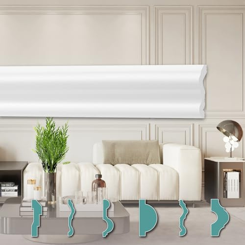 HEXIMO moulures murales modernes XPS Styropor blanc, 2 mètres de Baguettes stuc décoration frise stuc moulures décoratives (40 mètres FG3)