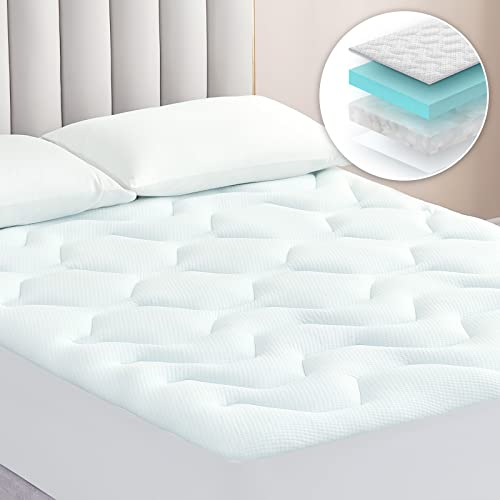 EHEYCIGA Gel Topper 180x200cm, Matratzentopper 180x200cm Memory Foam, Matratzen Topper mit extra tiefem Tasche, Weiß