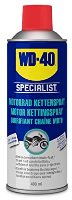 WD-40 Specialist Motorrad Kettenspray | 400ml | Lang anhaltende Schmierung | Schnell trocknend & abschleuderfest | Für O-, X-, Z-Ring-Ketten | Korrosionsschutz | Ideal für trockene Bedingungen
