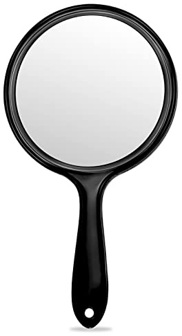 OMIRO Hand Mirror, Double-Sided Handheld Mirror 1X/3X Magnifying Mirror with Handle, Pack of 1 (Transparent Black)