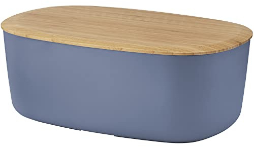 RIG-TIG Brotkasten Box-IT - Aufbewahrungsbox für Brot, Brötchen, Kekse, Gebäck, Schneidebrett als Deckel - Skandinavisches Design, Küchenzubehör - dunkelblau