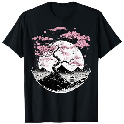 Japonais Sakura Garden Geisha Mont Fuji Fleur de Cerisier T-Shirt