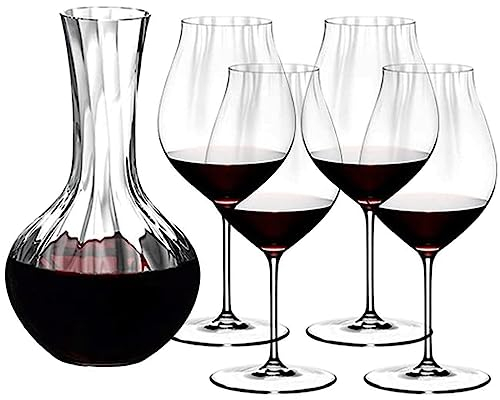Bicchieri Calice Squisiti bicchieri da vino rosso, grandi bicchieri da vino trasparenti, set di 4 con una coppa da vino decanter in cristallo di alta qualità per anniversario di matrimonio Classico
