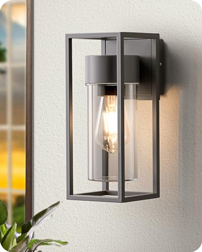 EDISHINE Lampada da parete per interni ed esterni, lampada da parete, illuminazione da parete per casa, terrazza, balcone, moderna, senza lampadine, impermeabile IP44, Antracite