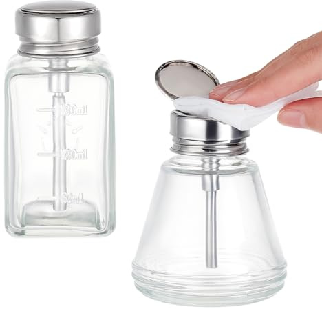 OLYCRAFT 2 Stück Pumpspenderflasche, 180ml/150ml, Mit Metall Klappdeckel | Leere Pumpspenderflasche Aus Glas, Transparente Nachfüllbarer Pumpspender, Klarglasflasche, Für Kosmetik Und Haushalt