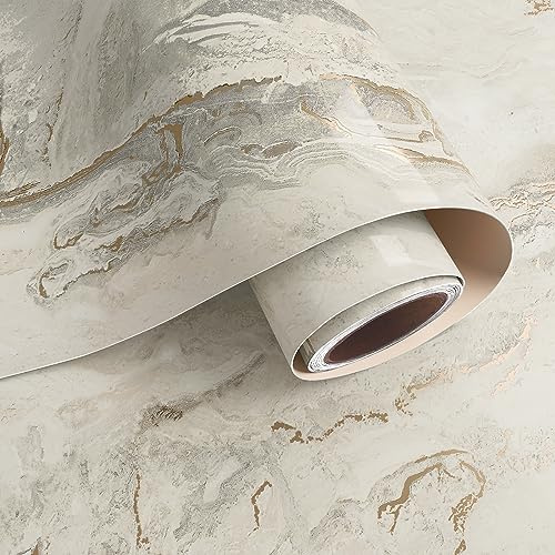 VaryPaper Marmor Tapete Selbstklebend Beige Gold 40cmx800cm Marmorfolie Selbstklebend Klebefolie Möbel Dekofolie Möbelfolie Marmor Folie Arbeitsplatte Küche Wasserfest Tischfolie Schrankfolie