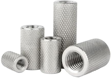 Tuerca de mano Tuerca de acoplamiento moleteada de cabeza plana cilíndrica extendida M3 - M16, tuercas de apriete de mano de extensión larga de acero inoxidable, 2/5 Uds. ( Size : D6xM3x10 (5pcs) )