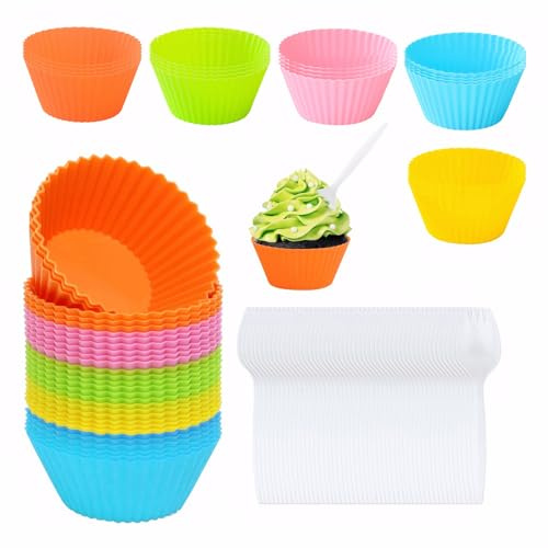 PMELCXD Stampi per Dolci in Silicone,Set di Stampi per Muffin in Silicone - Stampini Dolci Antiaderenti, Facili da Pulire, Resistenti al Calore, Perfetti per Deliziose Creazioni in Cucina