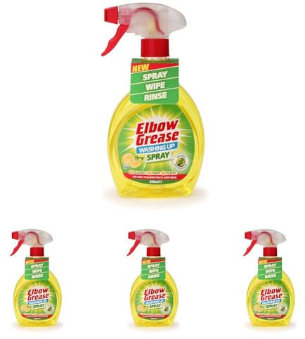 Elbow Grease Amazing Washing Up Spray Lemon Fresh, Spray, Wipe, Rinse, 500 ml (Pack of 4)
