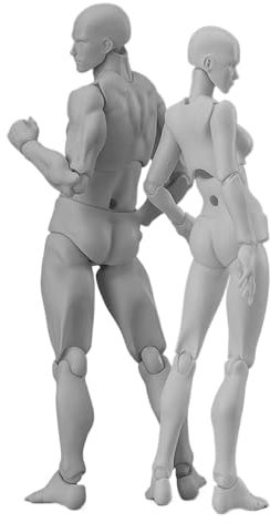 Ruiqas 2Pz Manichini Flessibili, Figure D'azione Umane, Manichini da Pittura per Artisti, Manichini Articolati Maschili e Femminili per Disegno e Schizzi