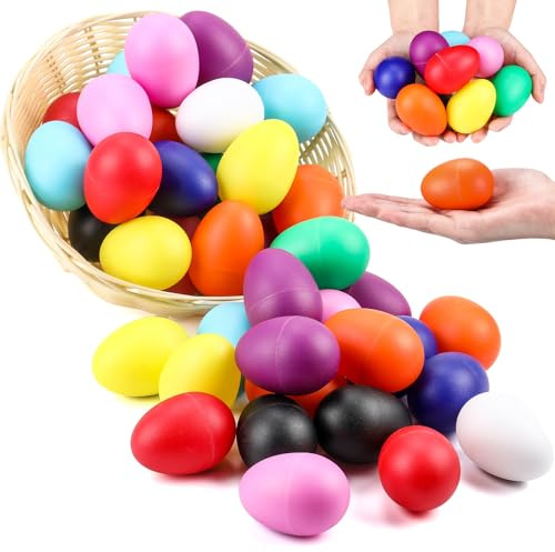 Lukmaa 200 Stück Kunststoff-Eierstreuer, Maracas, Ostereier, Percussion, Musikinstrument, Eier-Shaker für Kinder, Musik, Lernen, DIY, Malen, bunt, Partyzubehör, Spielzeug, 10 Farben