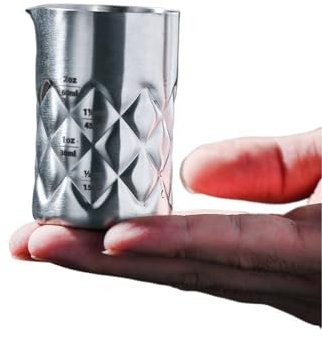 CHFYIJYHM Jigger de cóctel de Acero Inoxidable, Medida de Alcohol de Barra de Metal con Pico vertedor, for Estilo de Barra casera(60ml Silver)