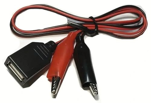 AYMBH USB Female to Alligator Clip Cable 60cm Copper Test Leads for Charge Testing Circuit Multimeter & Power Supply Adapter Durable 5V 2A Circuit Tester with Black and Red Crocodile Clamps Test Wire