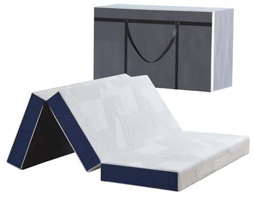 Hiimgo Folding Mattress, 15cm Double with Portable Pillow and Storage Bag, Memory Foam Mattress for Travel, Camping, Guest and Home(135x190x15cm)