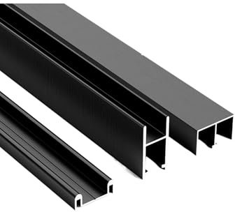 Glass Sliding Door Three-piece Track Display Cabinet Slide Rail Sliding Door Sliding Door Accessories, Suitable for Cabinets And Bookcases，8mm(Black,20cm)