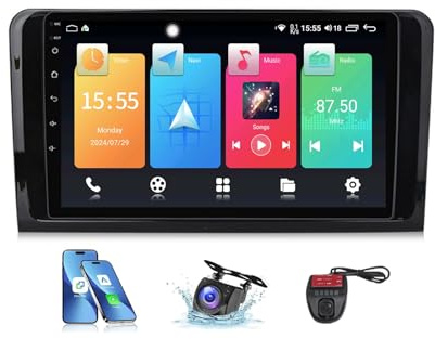 Android 13 Autoradio for B-enz Smart Fortwo 2010-2015 | 9 GPS Navigation, Bluetooth, CarPlay, Android Auto, DSP, FM RDS, DAB+ Radio, DVR Support