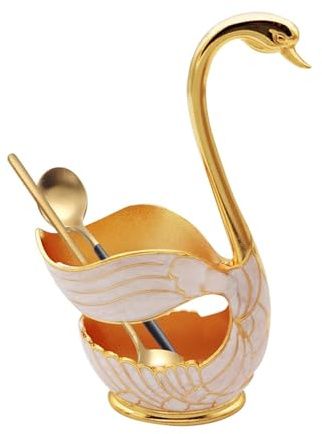 Svan-diskhållare bas | bestickställ, kaffeskedshållare, zinklegering, svanform, metall-menygaffel, tesked arrangör, porslinsorganisatör