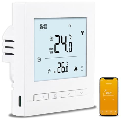 Smart Thermostat Fussbodenheizung Wasser,WLAN Programmierbar Heizungsthermostat,Tuya Digital Taste Wandthermostate Intelligent Raumthermostat für Alexa,Google Home,Smart Life (Weiß-Wasserheizung 3A)
