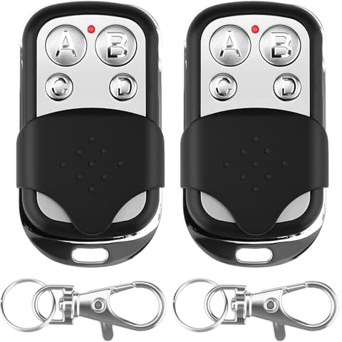 2 Piezas Mando Garaje 433MHz, Universal Mando Clonador 4 Botones Código Fijo, 433MHz Controles Remotos Botones con Letras, Mando Parking para Puerta de Garaje Automática