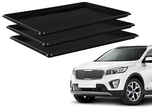 Dollate 3 Pack Extra Large Oil Drip Pan -35X24X1.5In Oil Drip Tray for Under Car, Automotive Plastic Drip Pan Oil Catch Drain Replacement Tray for Keep Garage Floor, Mini Fridge, Washing Machine Clean