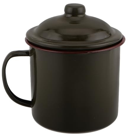 FOMIYES Emaille Campingbecher 700ml, Emaille, Vintage für Zuhause | Campingzubehör, Wanderbecher mit Deckel, Kaffeebecher für Draußen, Becher im Freien