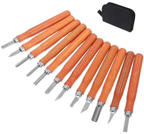 ARTSEWPLY Ensemble de 12 Couteaux à Sculpter le Bois avec Manche Imitation Palissandre Kit Complet pour Sculpture sur Bois Argile et Cire Outils de Sculpture Polyvalents avec Tranchant