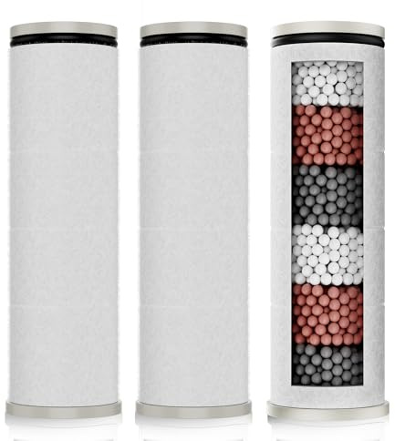 Magichome Juego de 3 Cartuchos de Repuesto para Filtro de Ducha, Filtro de Cabezal para Aguas Duras, Reduce el Cloro y Otras Impurezas | Filtros de repuesto para cabezal de ducha, reduce el cloro y las impurezas, mejora la condición de la piel y el cabello