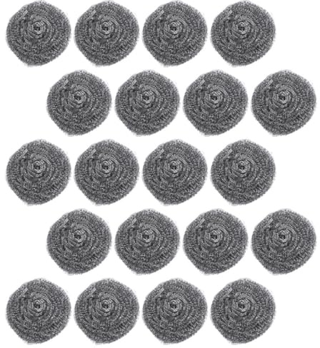 Toyvian Estropajo de Acero Inoxidable 30 G 20 Piezas para Limpieza de Ollas y Sartenes, Bola de Alambre Resistente para Fregar Platos y Depurador de Cocina Multiusos